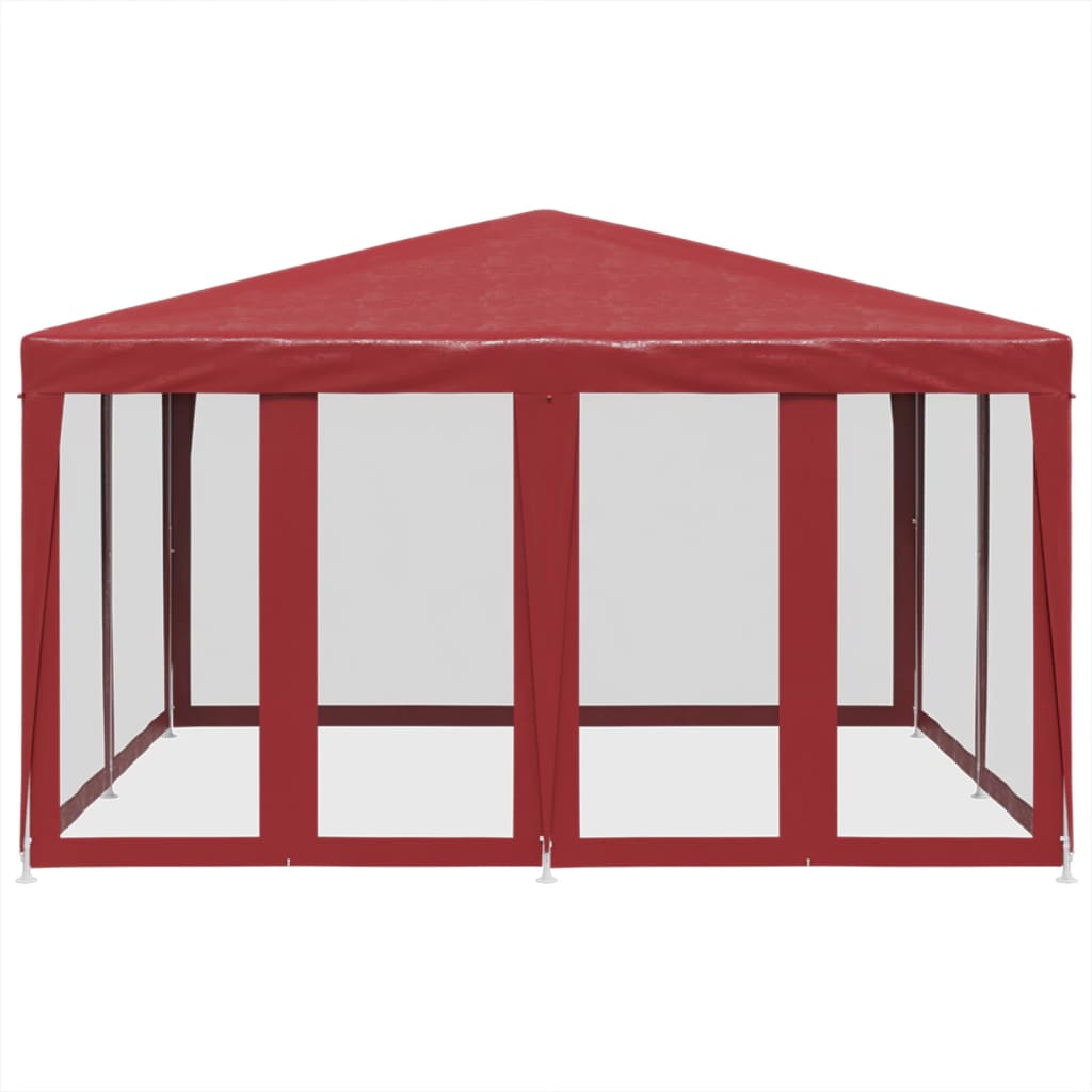 Tente de fête Vidaxl avec 8 murs latéraux en mesh 4x4 m en rouge HDPE