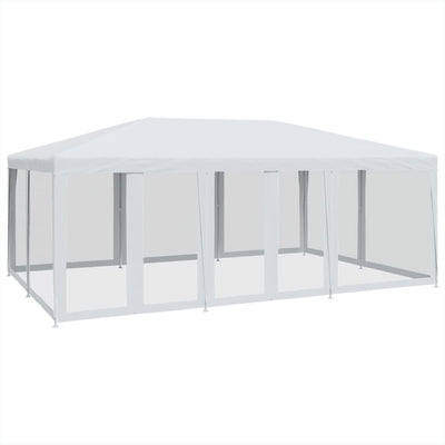 Tente de fête Vidaxl avec des murs latéraux de 10 mailles 6x4 m HDPE blanc