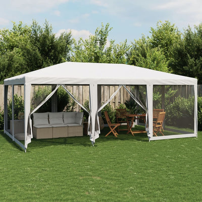 Tente de fête Vidaxl avec des murs latéraux de 10 mailles 6x4 m HDPE blanc