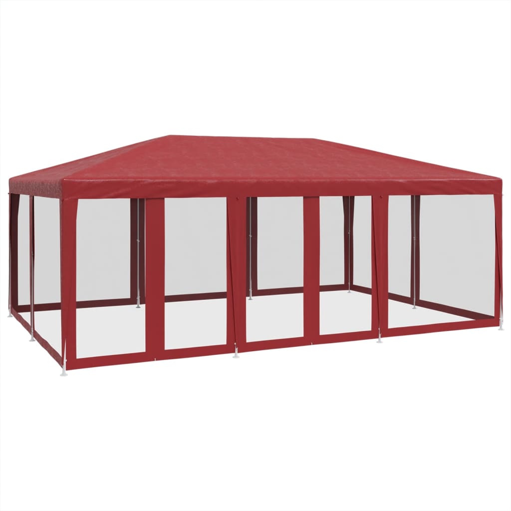 Tente de fête Vidaxl avec 10 murs latéraux en mailles 6x4 m en rouge HDPE
