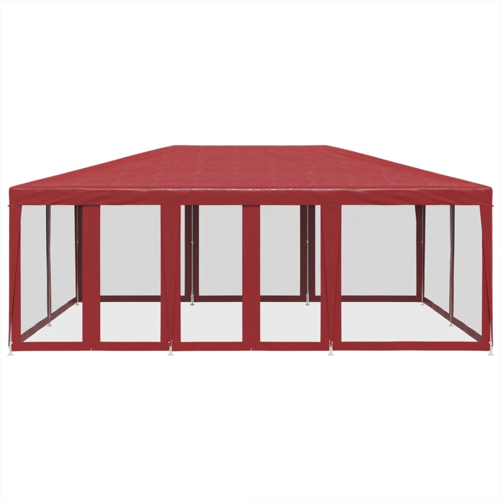 Tente de fête Vidaxl avec 10 murs latéraux en mailles 6x4 m en rouge HDPE