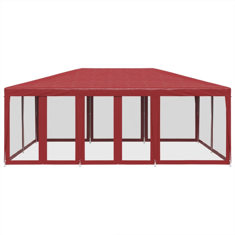 Tente de fête Vidaxl avec 10 murs latéraux en mailles 6x4 m en rouge HDPE