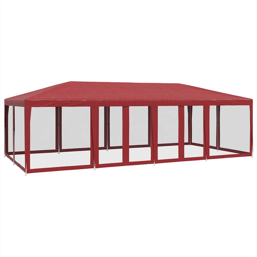 Tente de fête Vidaxl avec des murs latéraux de 12 maille 8x4 m en rouge HDPE