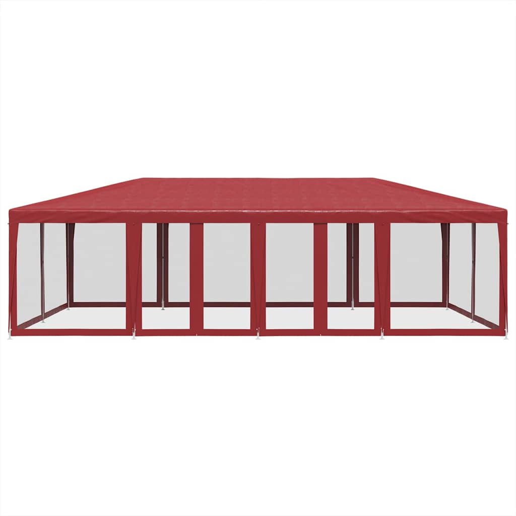 Tente de fête Vidaxl avec des murs latéraux de 12 maille 8x4 m en rouge HDPE