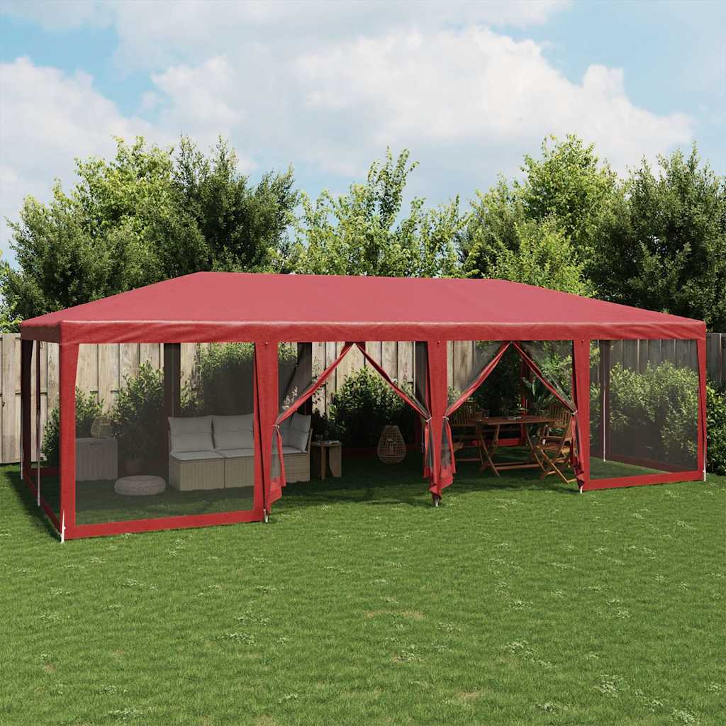 Tente de fête Vidaxl avec des murs latéraux de 12 maille 8x4 m en rouge HDPE