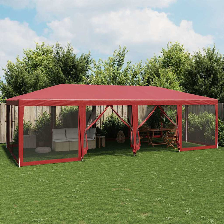Tente de fête Vidaxl avec des murs latéraux de 12 maille 8x4 m en rouge HDPE