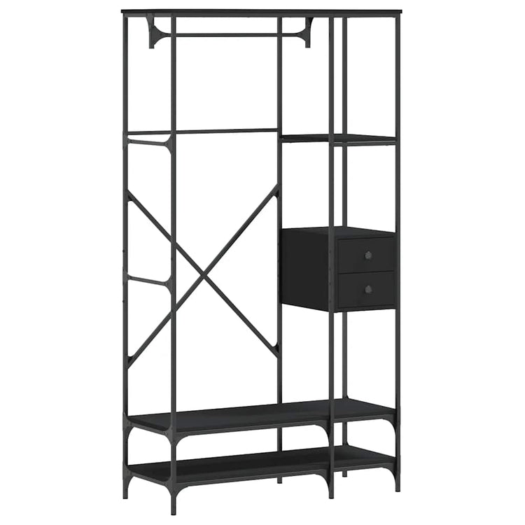 Rack de vêtements vidaxl avec étagères en bois transformé noir