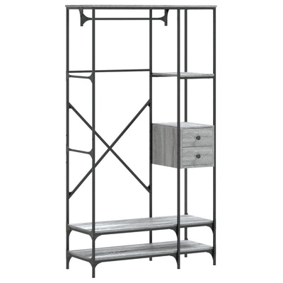 Porte-vêtements vidaxl avec étagères transformées en bois gris sonoma coloré
