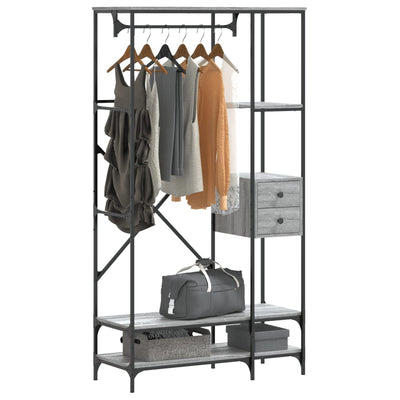 Porte-vêtements vidaxl avec étagères transformées en bois gris sonoma coloré