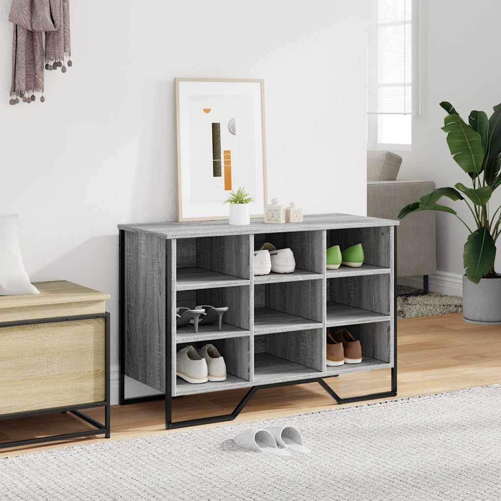 Armoire à chaussures Vidaxl 90x38x61,5 cm en bois de bois de bois de chêne sonoma gris sonoma