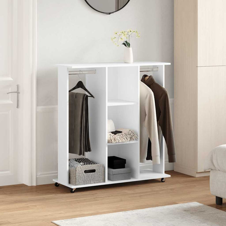 Armoire vidaxl avec roues 102x38x110 cm en bois transformé en blanc