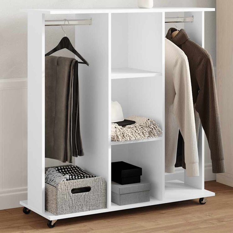 Armoire vidaxl avec roues 102x38x110 cm en bois transformé en blanc