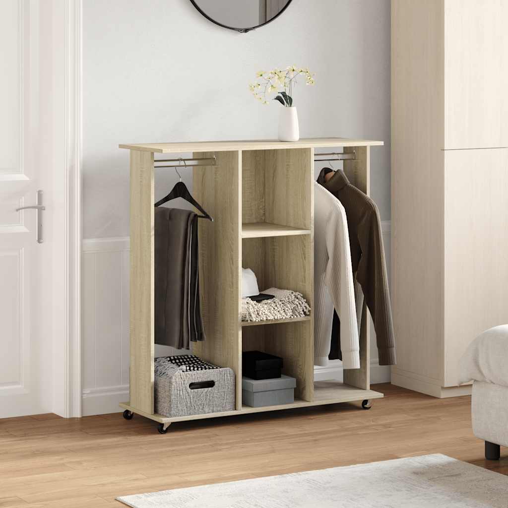 Armoire vidaxl avec roues 102x38x110 cm en bois de bois de bois de bois