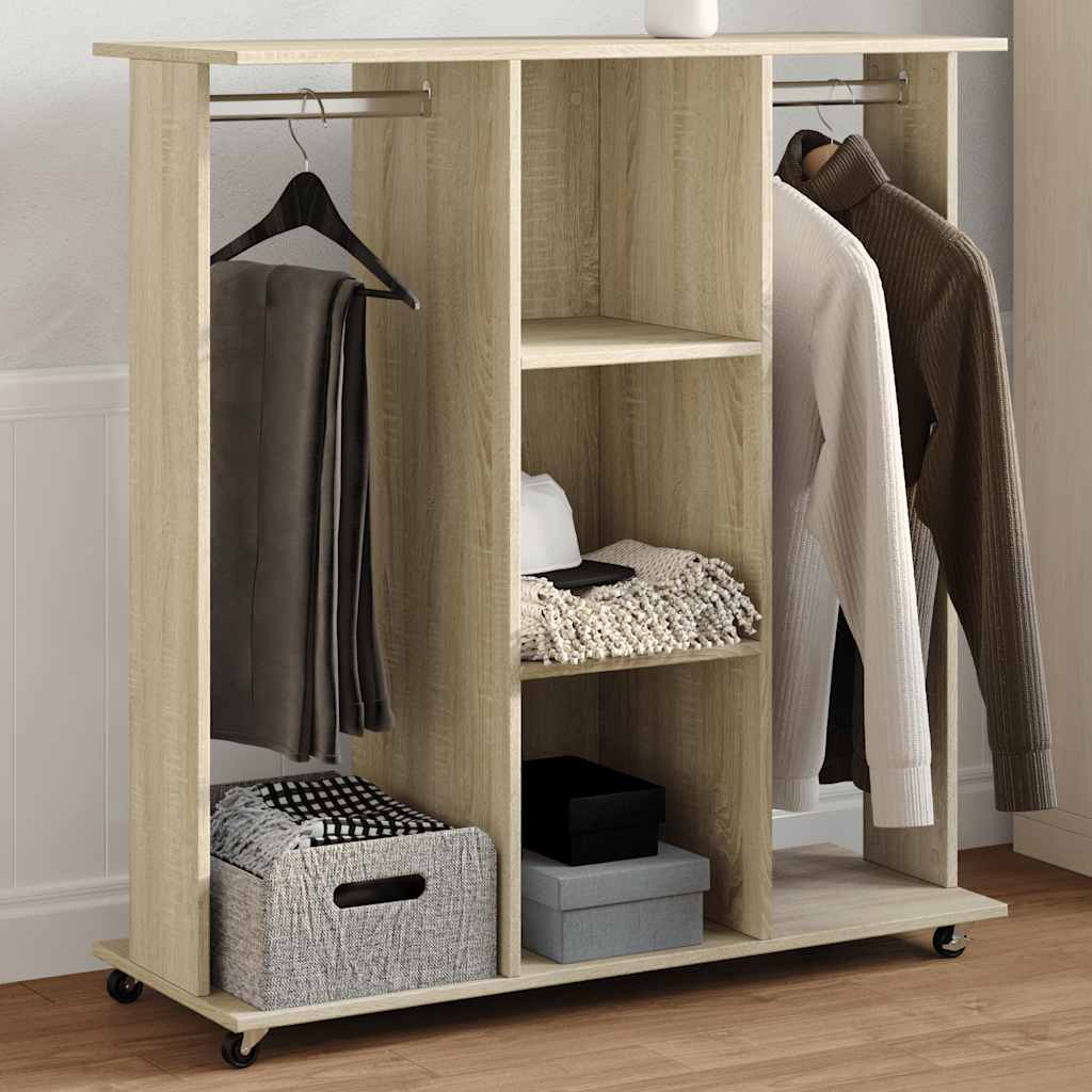 Armoire vidaxl avec roues 102x38x110 cm en bois de bois de bois de bois