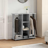 Armoire vidaxl avec roues 102x38x110 cm en bois transformé bétongrijs - afbeelding 3