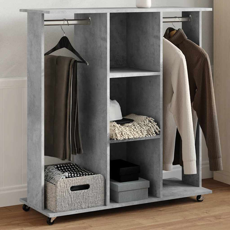 Armoire vidaxl avec roues 102x38x110 cm en bois transformé bétongrijs
