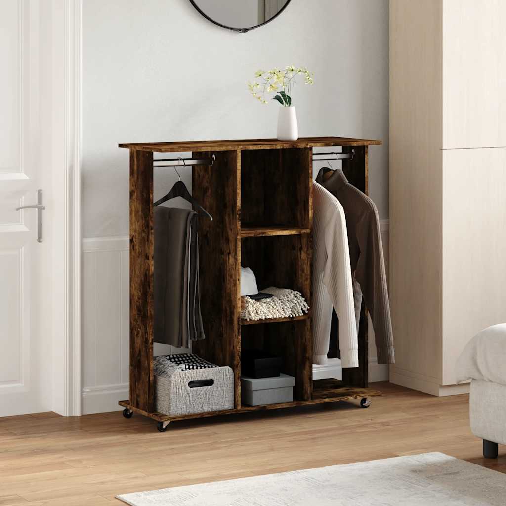 Armoire Vidaxl avec roues 102x38x110 cm en bois de bois de bois