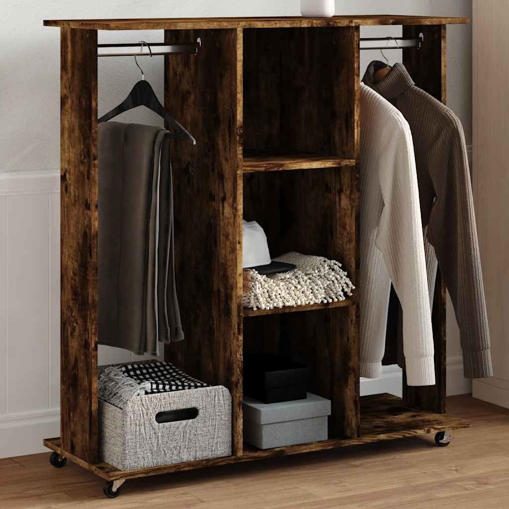 Armoire Vidaxl avec roues 102x38x110 cm en bois de bois de bois