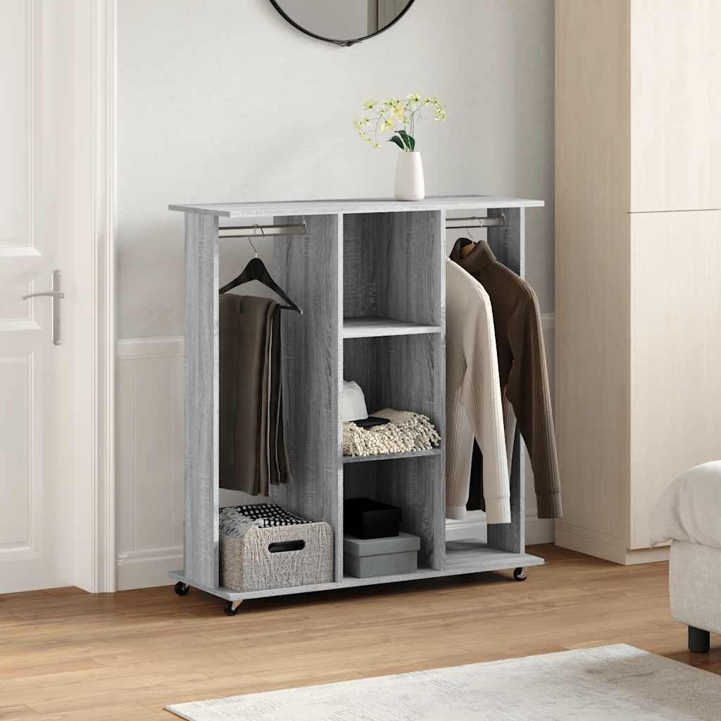 Armoire vidaxl avec roues 102x38x110 cm en bois gris sonoma chêne