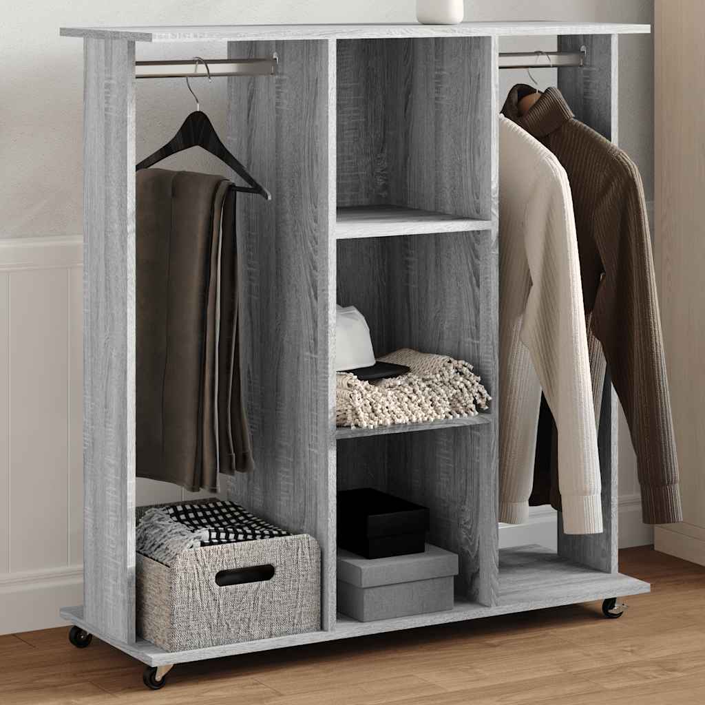 Armoire vidaxl avec roues 102x38x110 cm en bois gris sonoma chêne