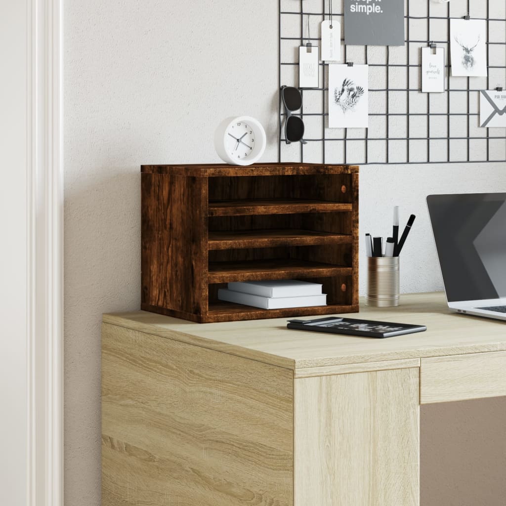 Organisateur du bureau de Vidaxl 36x26x29,5 cm Couleur de chêne fumé en bois transformé