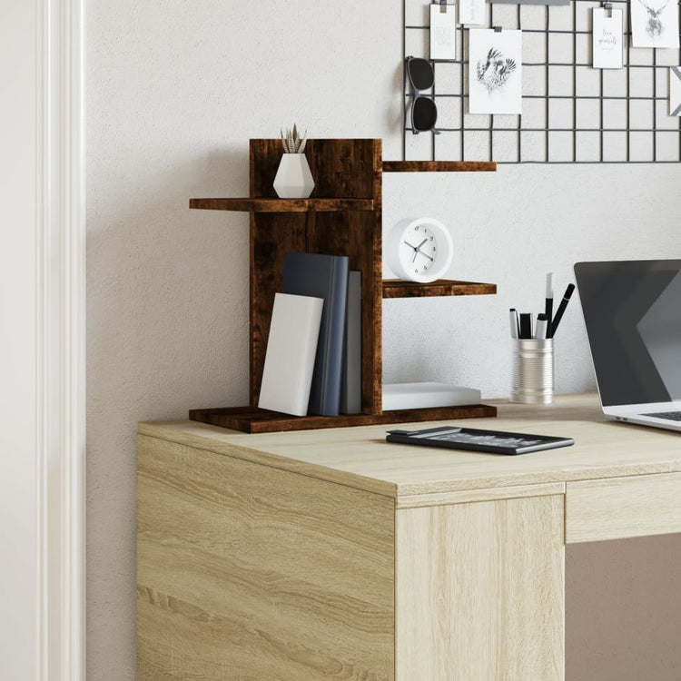 Organisateur du Bureau Vidaxl 42x21.5x42 cm Couleur de chêne fumé en bois transformé
