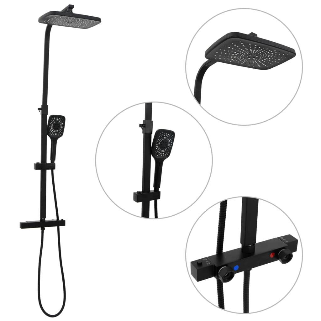 Vidaxl Shower Head Set Double avec mélangeur Tap et tuyau en laiton noir