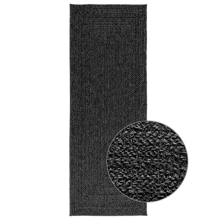 Vidaxl tapis zizur à l'intérieur et à l'extérieur de 80x200 cm de jute look anthracite