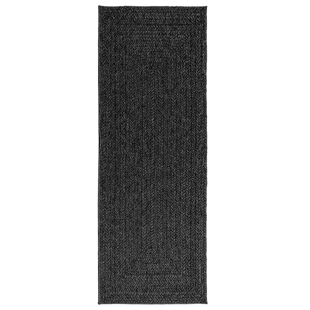 Vidaxl tapis zizur à l'intérieur et à l'extérieur de 80x200 cm de jute look anthracite