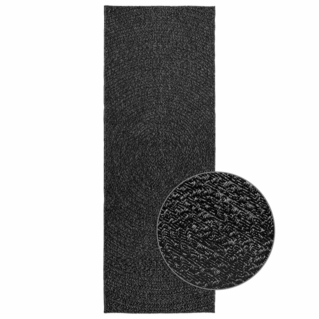 Vidaxl tapis zizur à l'intérieur et à l'extérieur de 80x200 cm de jute look anthracite