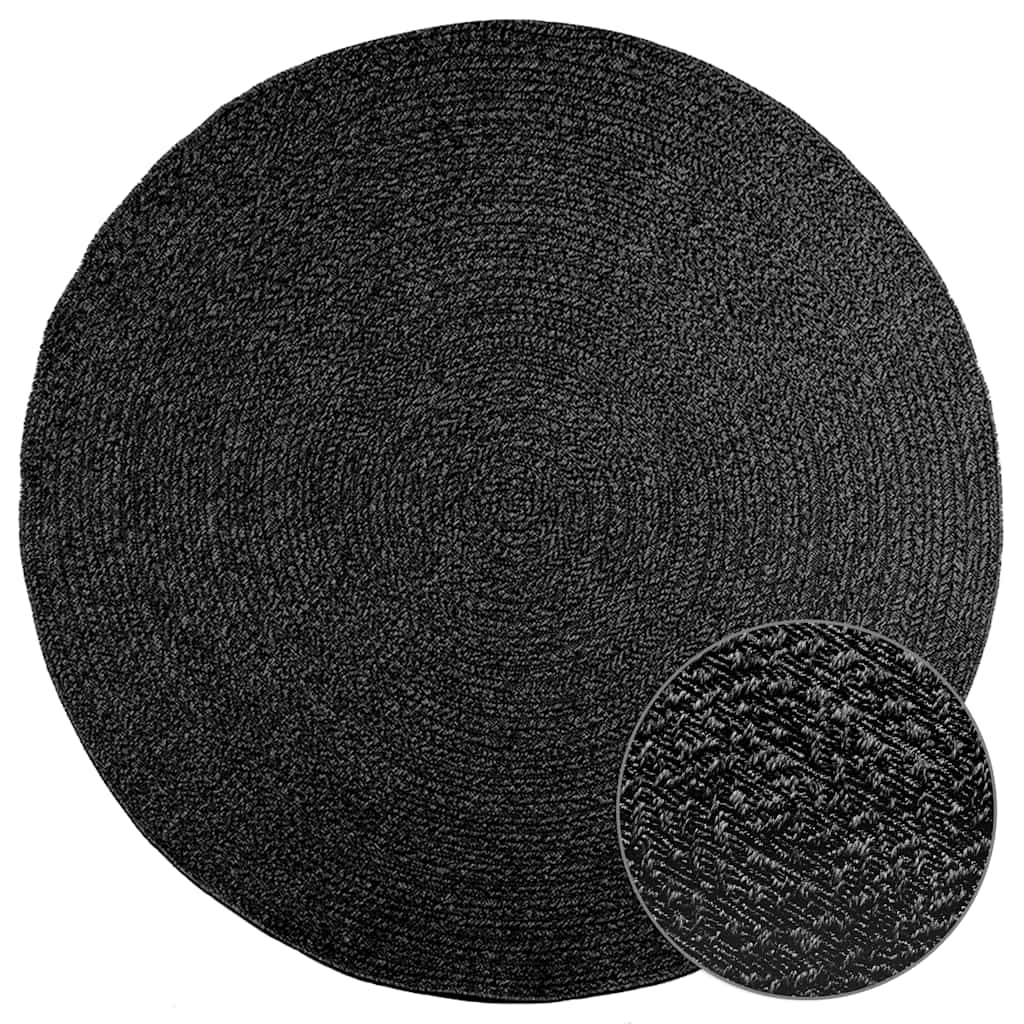 Vidaxl tapis zizur à l'intérieur et à l'extérieur Ø 200 cm jute look anthracite
