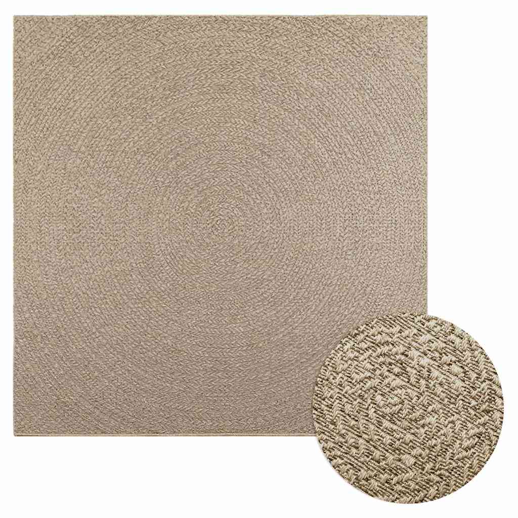 Vidaxl tapis zizur beige à l'intérieur et à l'extérieur de 200x200 cm de jute