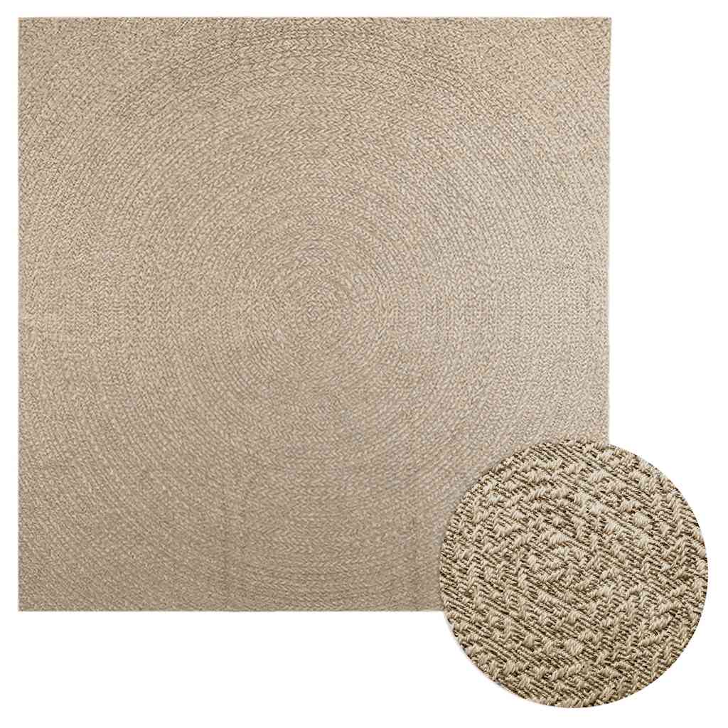 Vidaxl tapis zizur beige à l'intérieur et à l'extérieur de 240x240 cm