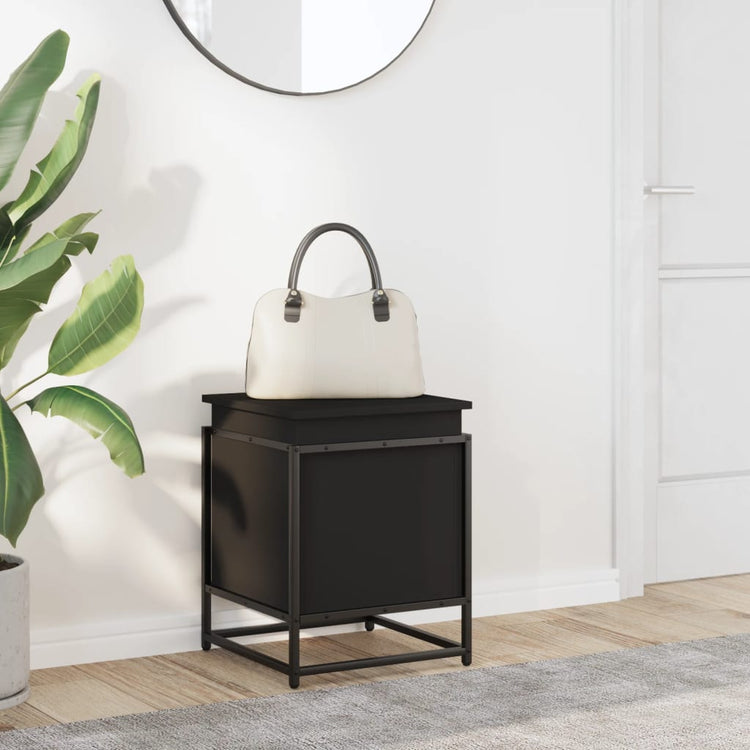 Boîte de rangement Vidaxl avec couvercle 40x40x51,5 cm Bois transformé en noir