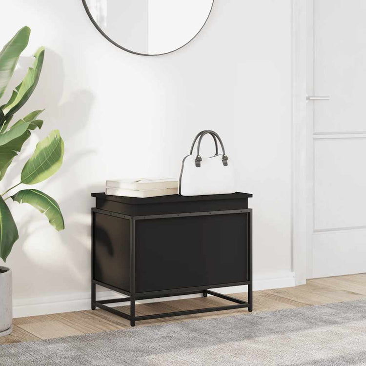 Boîte de rangement Vidaxl avec couvercle 60x40x51,5 cm Bois transformé en noir