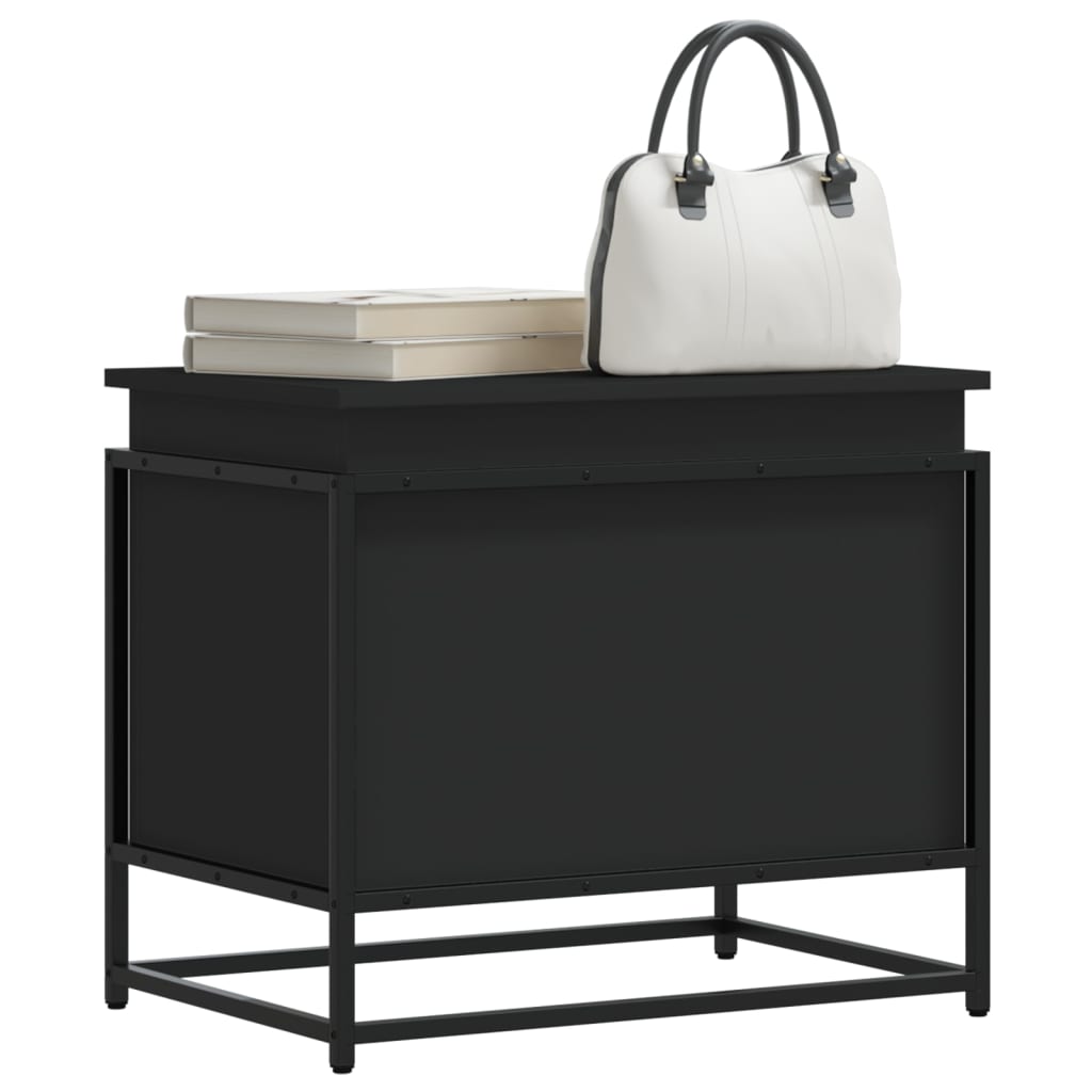 Boîte de rangement Vidaxl avec couvercle 60x40x51,5 cm Bois transformé en noir