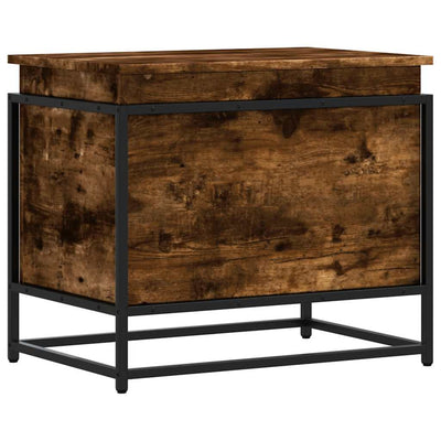 Boîte de rangement Vidaxl avec couvercle 60x40x51,5 cm Chêne fumé en bois de propriété