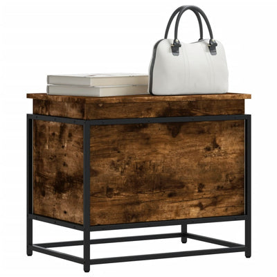 Boîte de rangement Vidaxl avec couvercle 60x40x51,5 cm Chêne fumé en bois de propriété