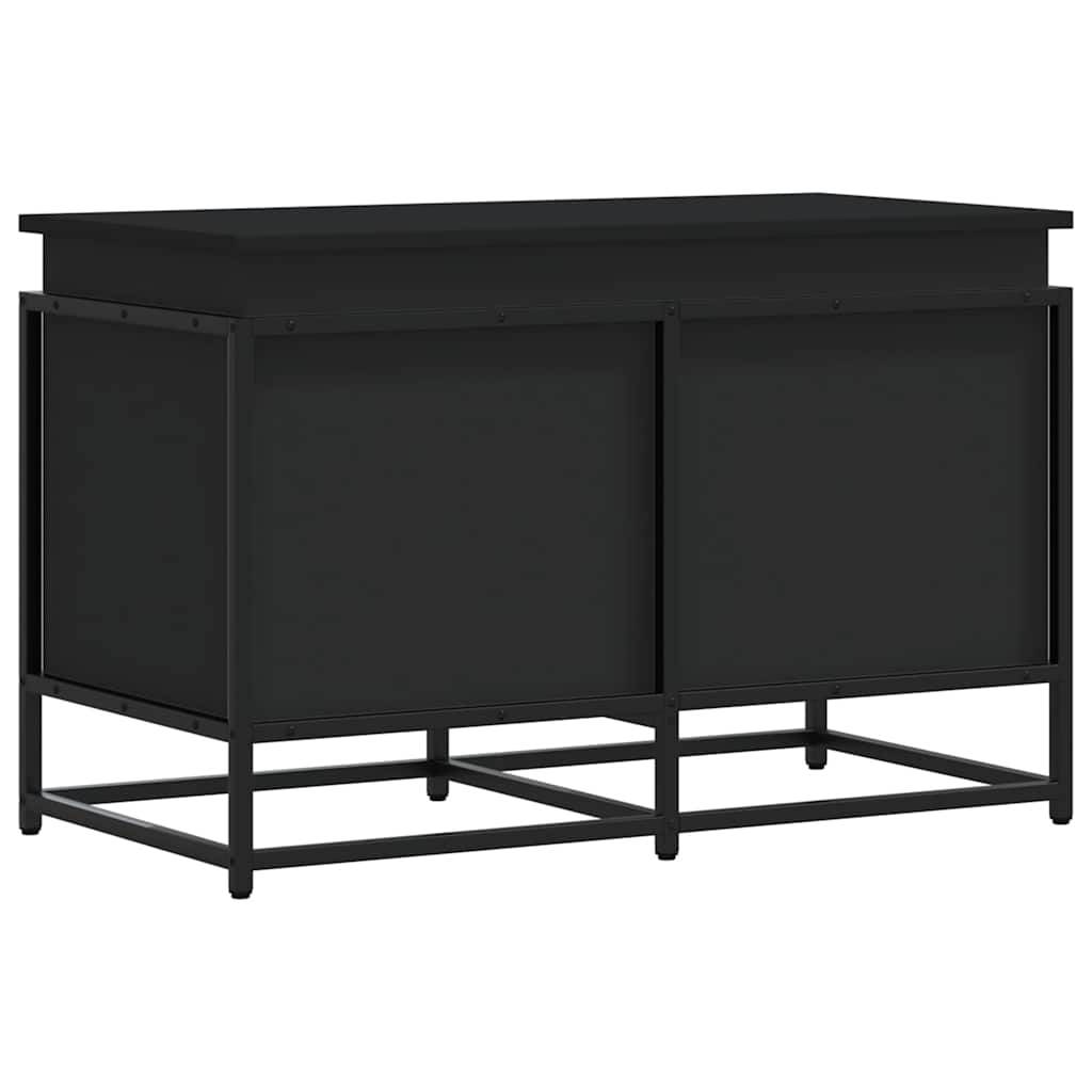 Boîte de rangement Vidaxl avec couvercle 80x40x51,5 cm Bois transformé en noir