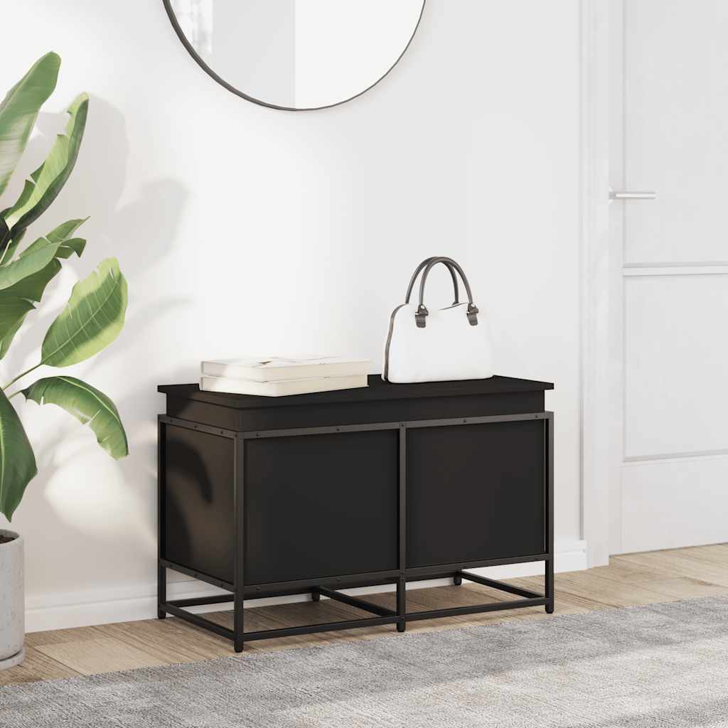 Boîte de rangement Vidaxl avec couvercle 80x40x51,5 cm Bois transformé en noir