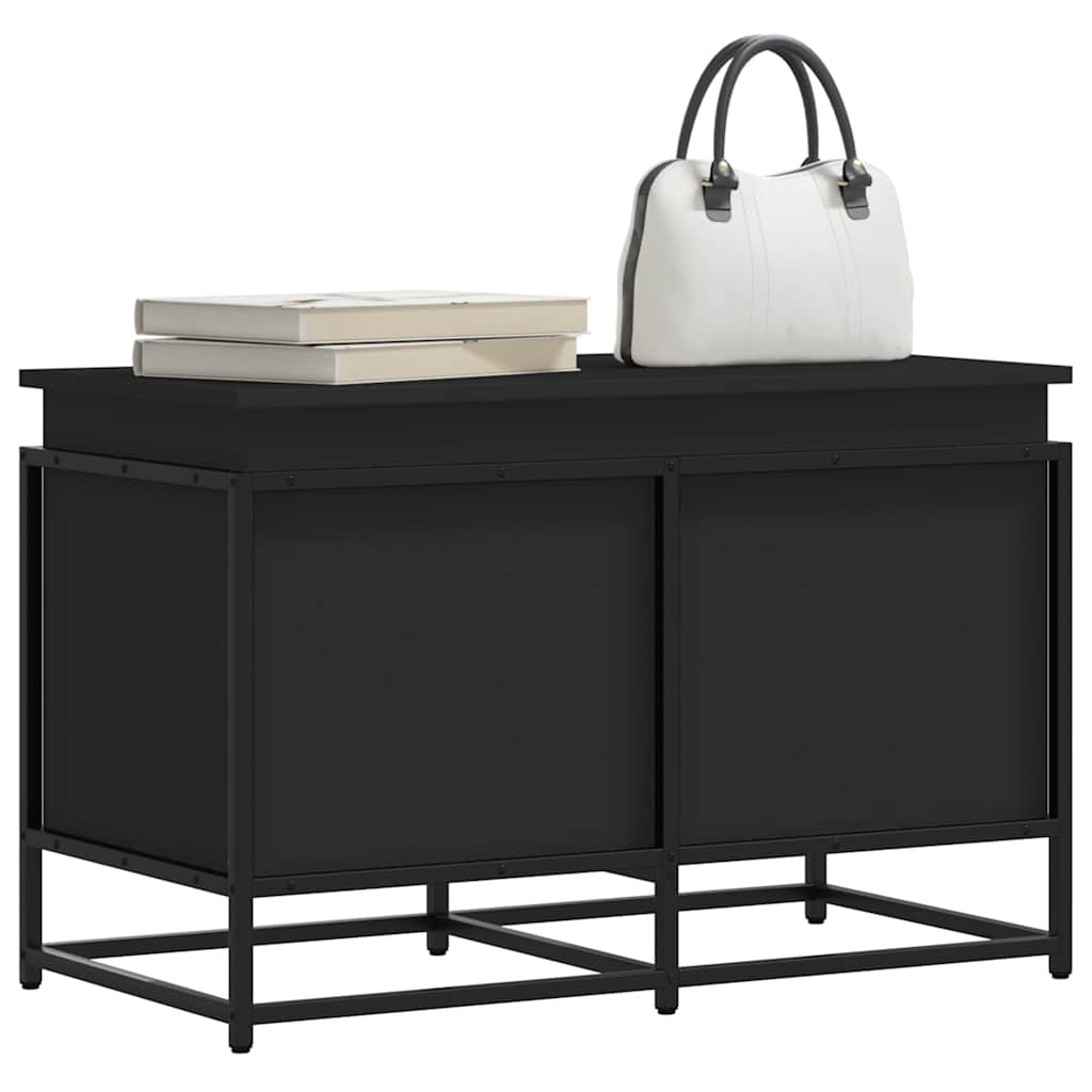 Boîte de rangement Vidaxl avec couvercle 80x40x51,5 cm Bois transformé en noir
