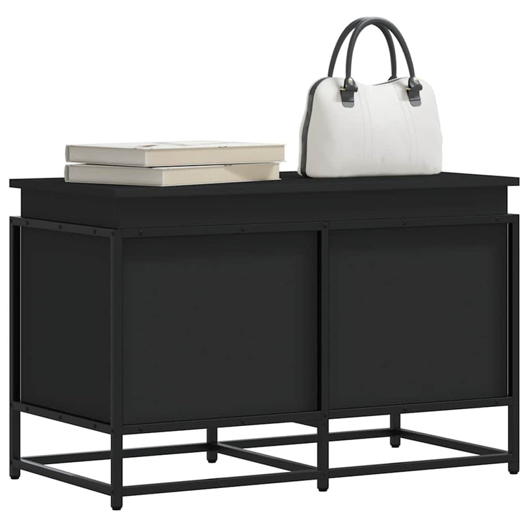 Boîte de rangement Vidaxl avec couvercle 80x40x51,5 cm Bois transformé en noir