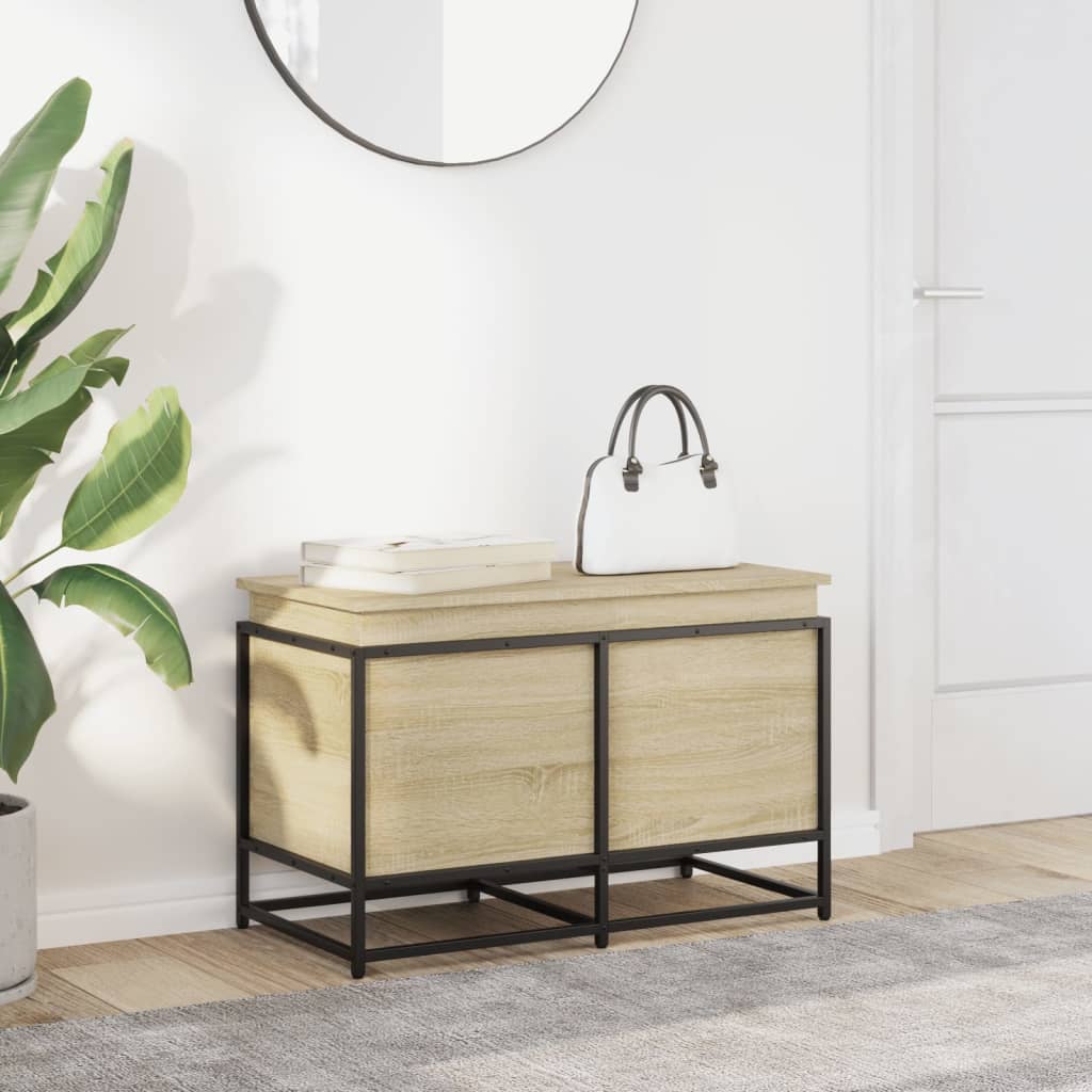 Boîte de rangement Vidaxl avec couvercle 80x40x51,5 cm en bois sonoma en bois sonoma