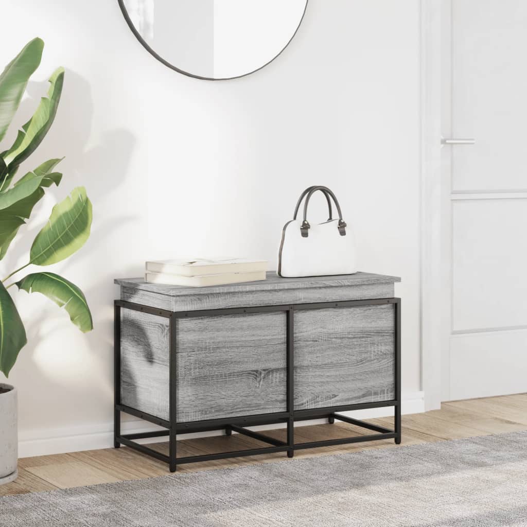 Boîte de rangement Vidaxl avec couvercle 80x40x51,5 cm en bois de bois de bois sonoma