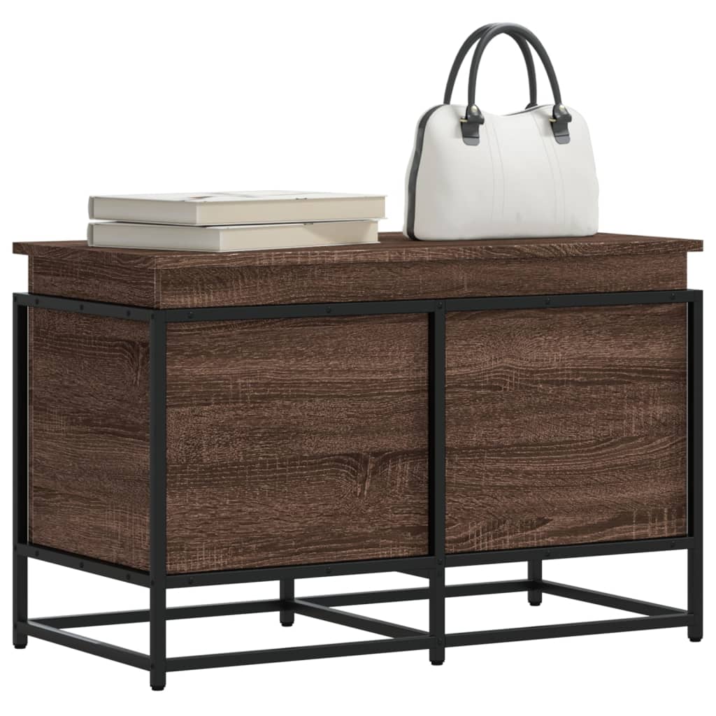 Boîte de rangement Vidaxl avec couvercle 80x40x51,5 cm en bois de bois de bois transformé