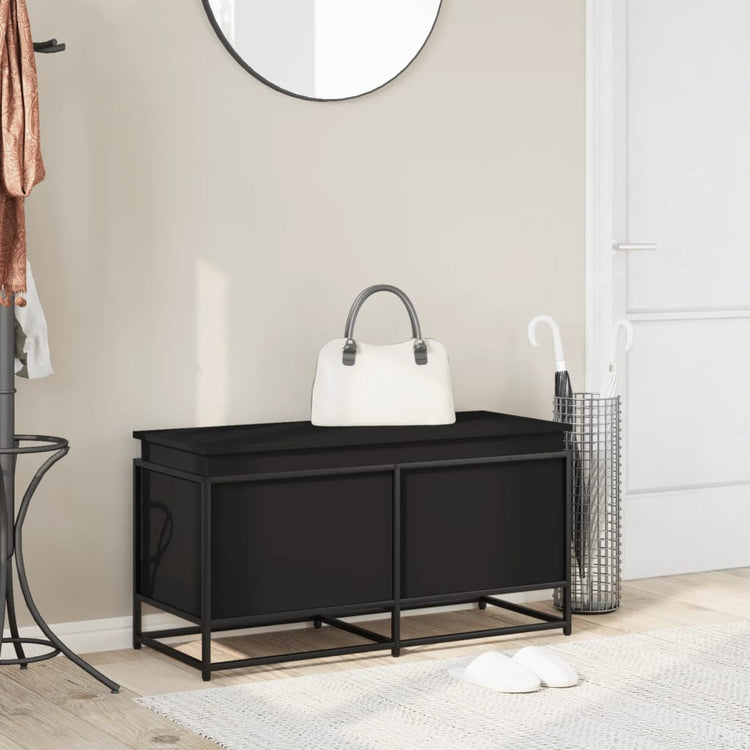 Boîte de rangement Vidaxl avec couvercle 100x40x51,5 cm Bois transformé en noir