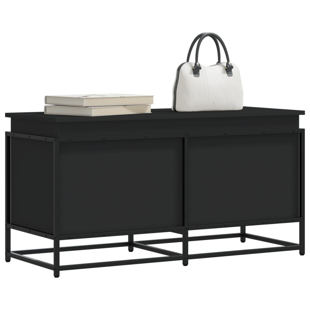 Boîte de rangement Vidaxl avec couvercle 100x40x51,5 cm Bois transformé en noir