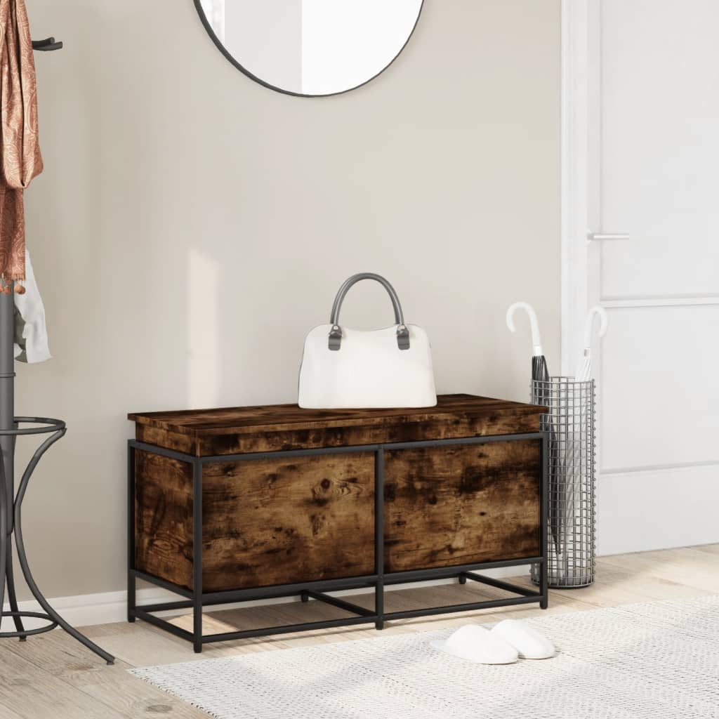 Boîte de rangement Vidaxl avec couvercle 100x40x51,5 cm Chêne fumé en bois propriété