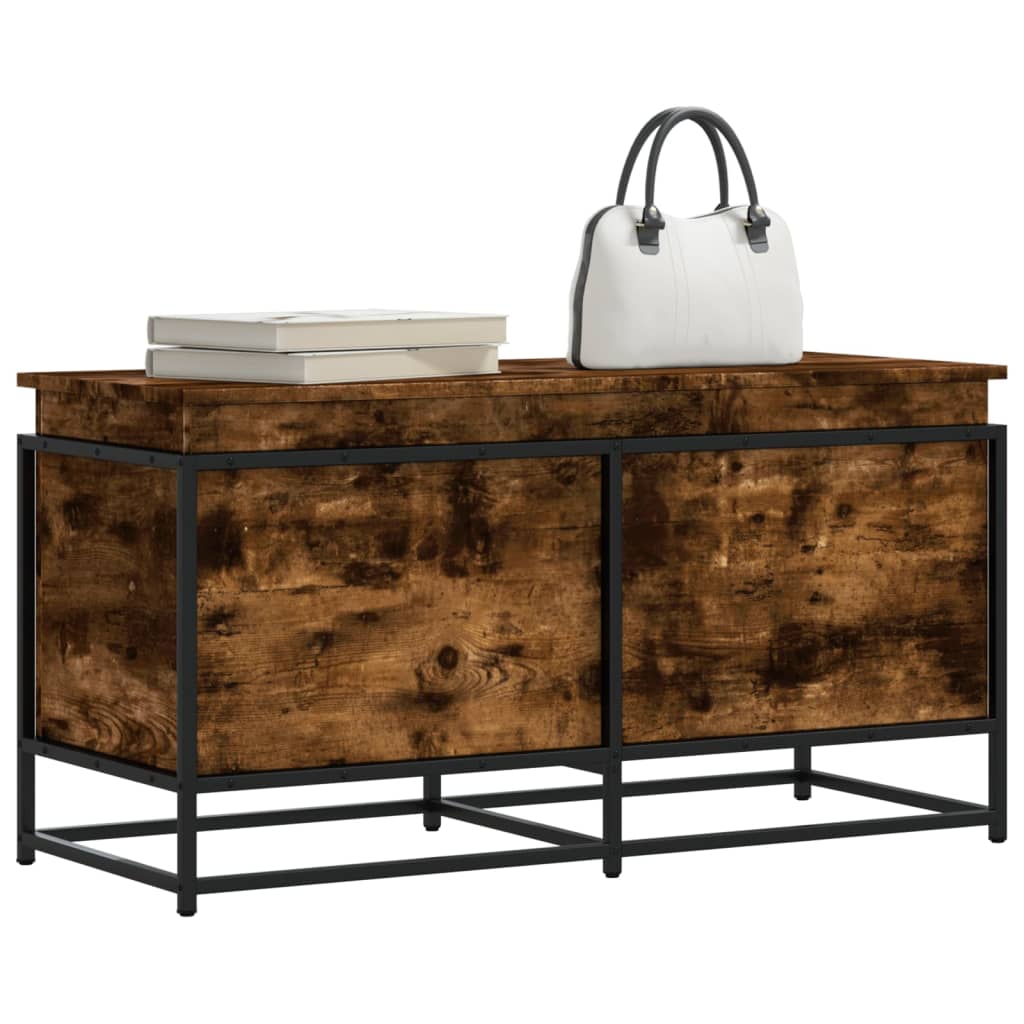 Boîte de rangement Vidaxl avec couvercle 100x40x51,5 cm Chêne fumé en bois propriété