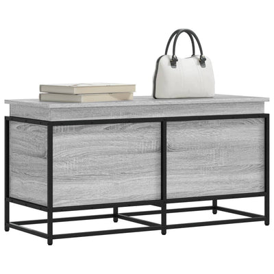 Boîte de rangement Vidaxl avec couvercle 100x40x51,5 cm en bois de bois de bois de gris sonoma